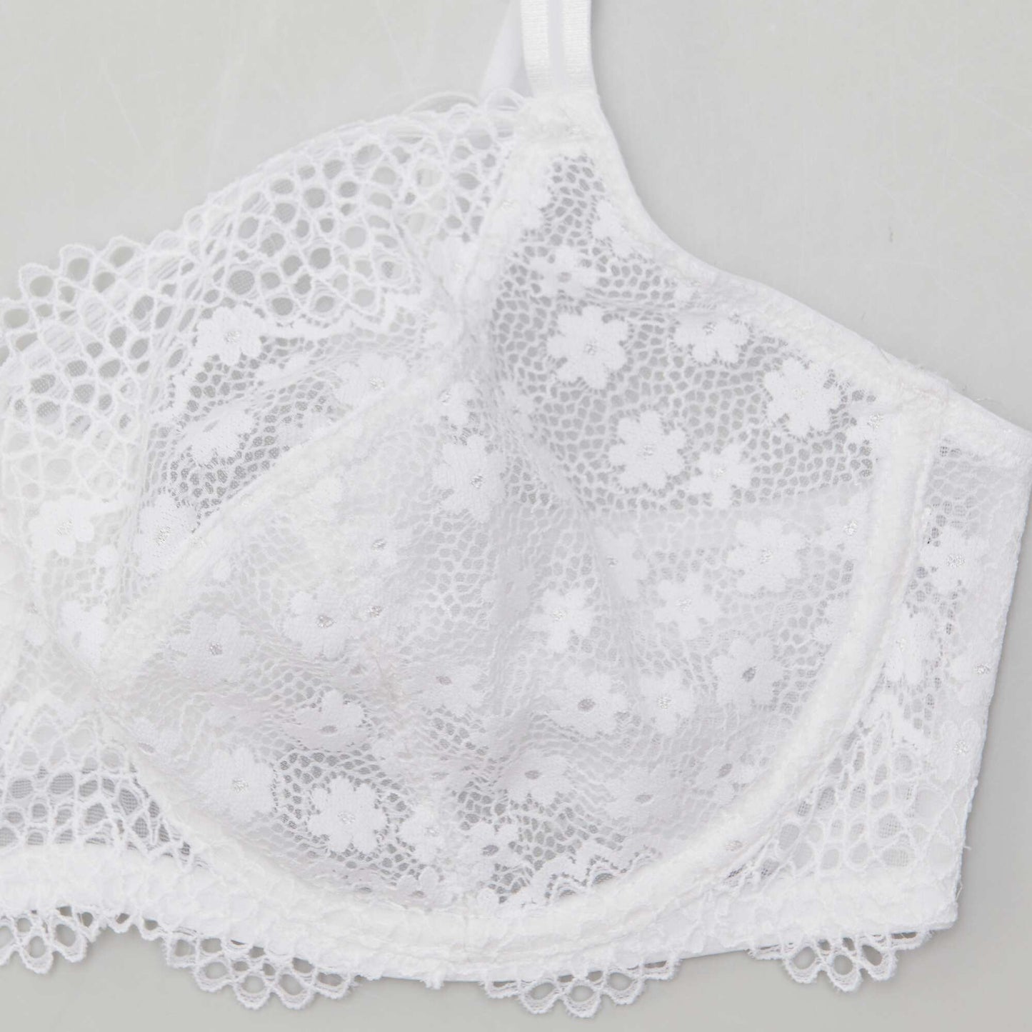 Soutien-gorge dentelle fleurie D&E blanc