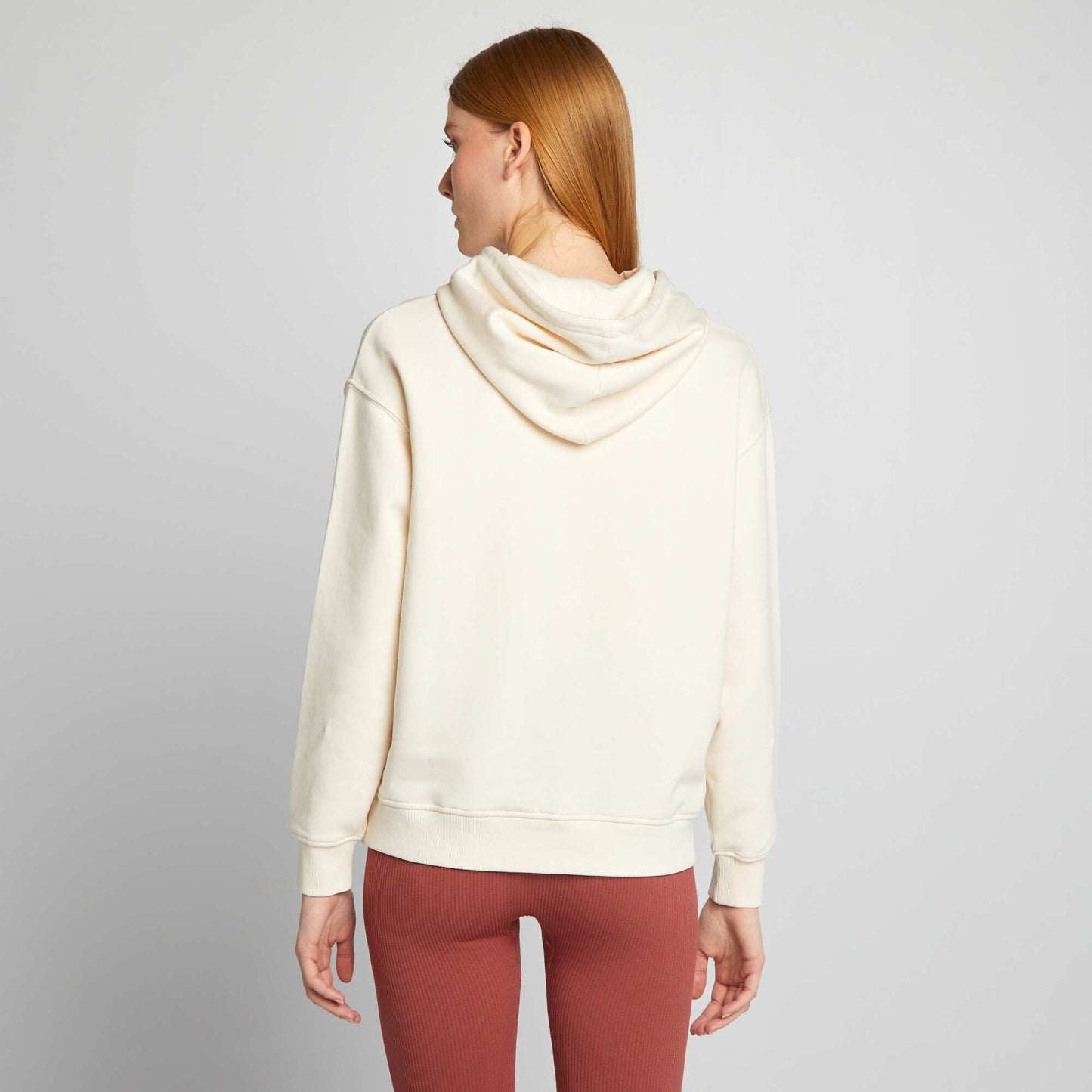 Sweat capuche en molleton uni Cr me