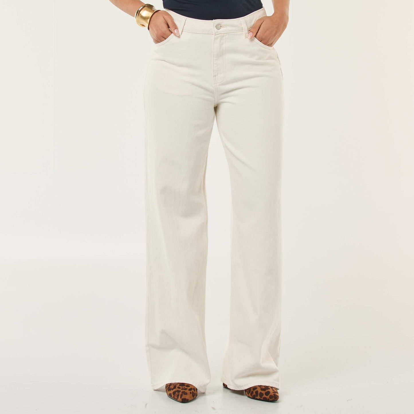 Pantalon denim wide leg - L28 BLANC