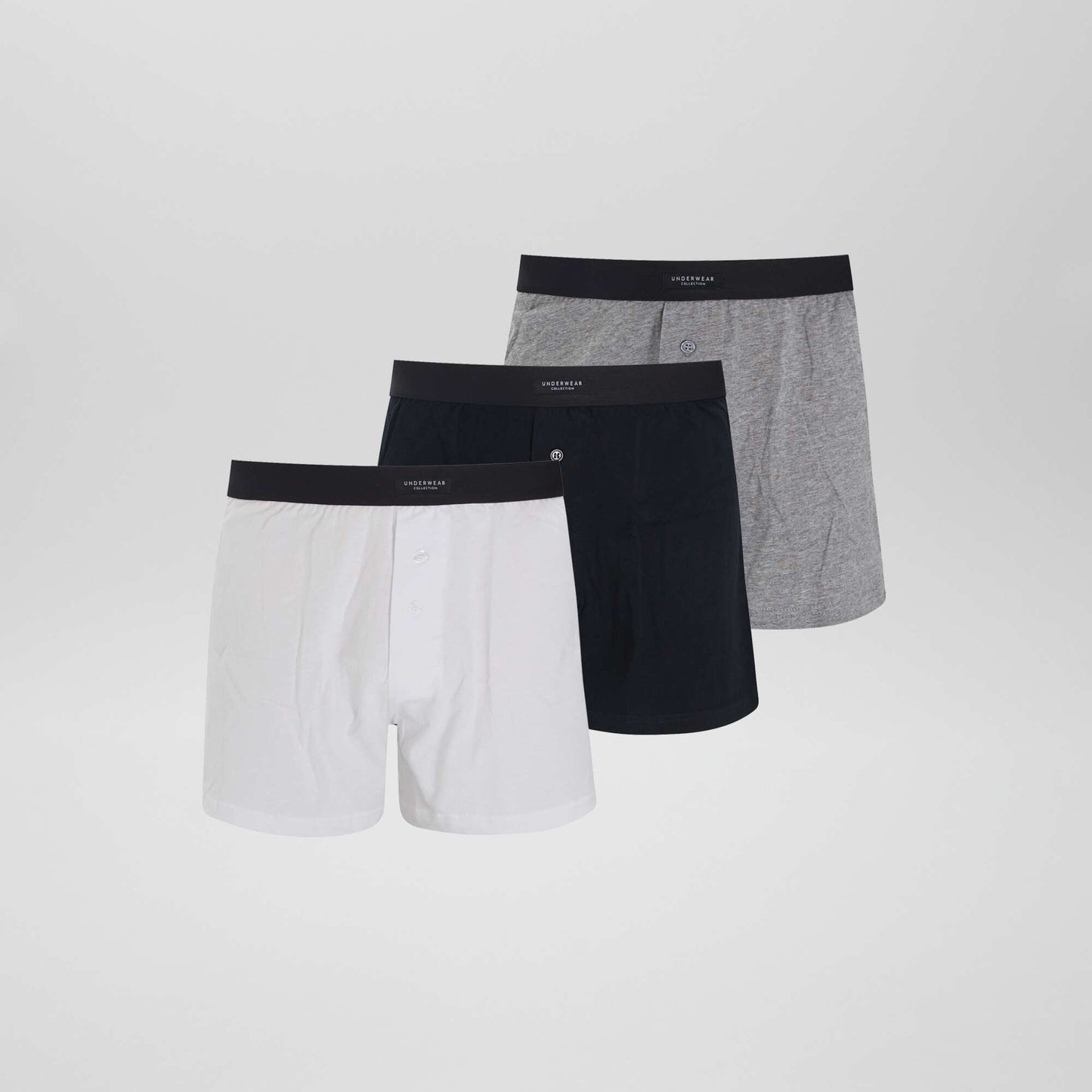 Lot de 3 boxers unis Gris/noir/blanc