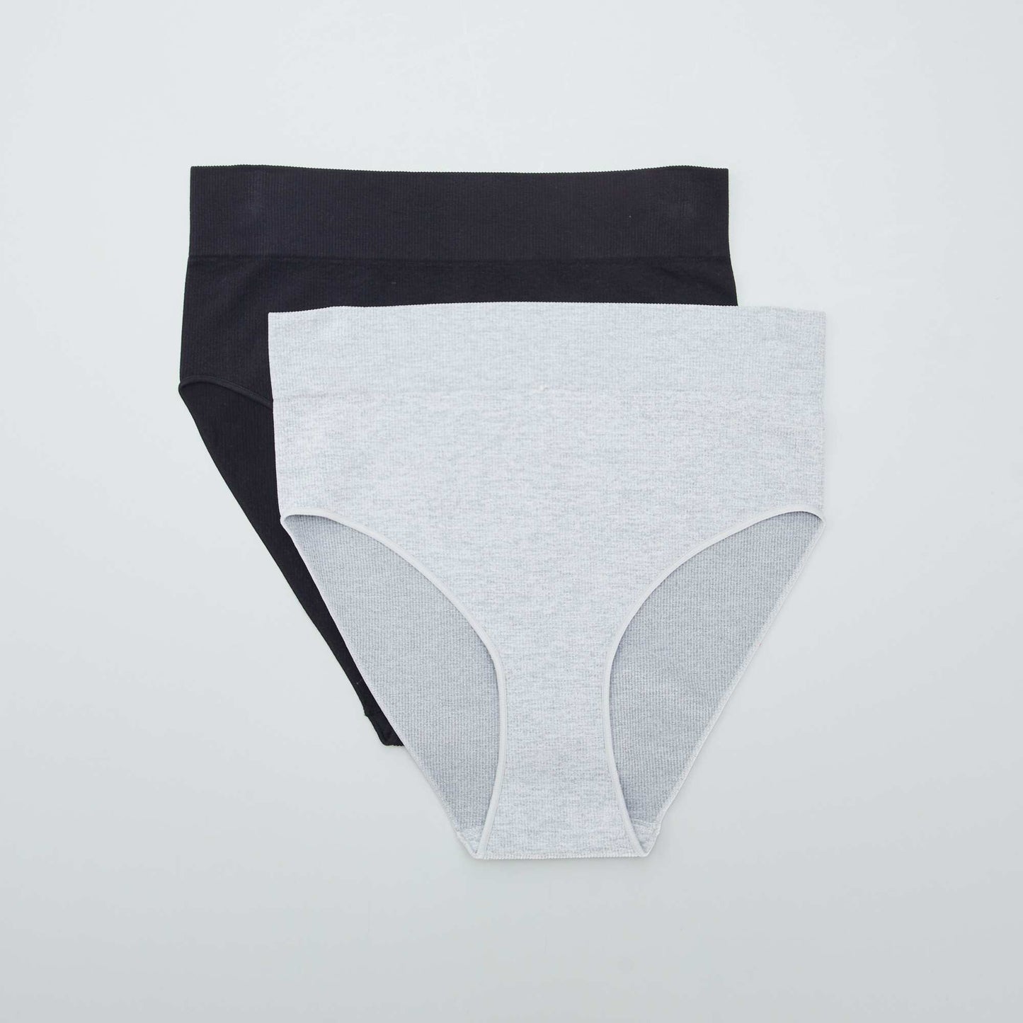 Lot de 2 culottes montantes en RIB GRIS/NOIR