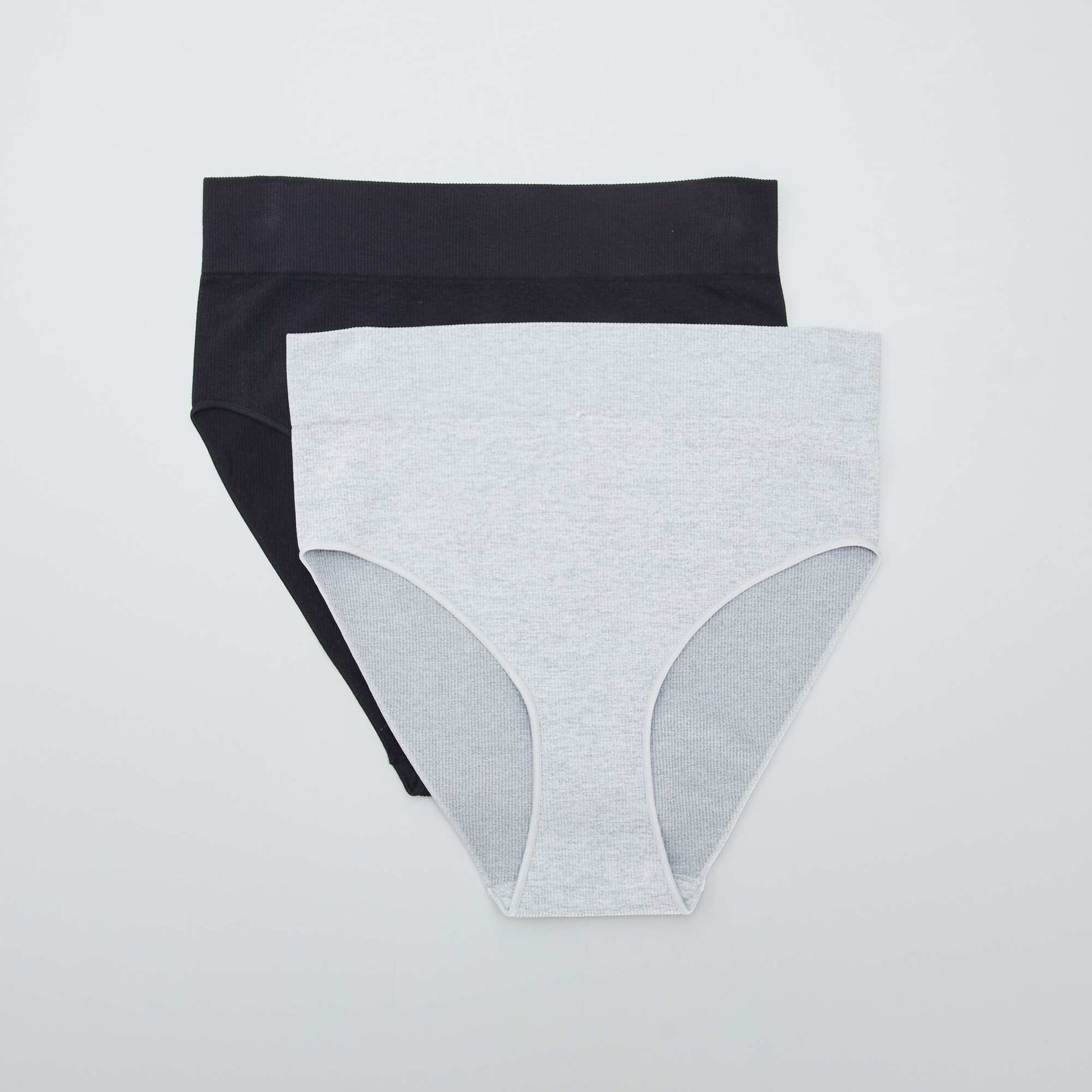 Lot de 2 culottes montantes en RIB GRIS/NOIR