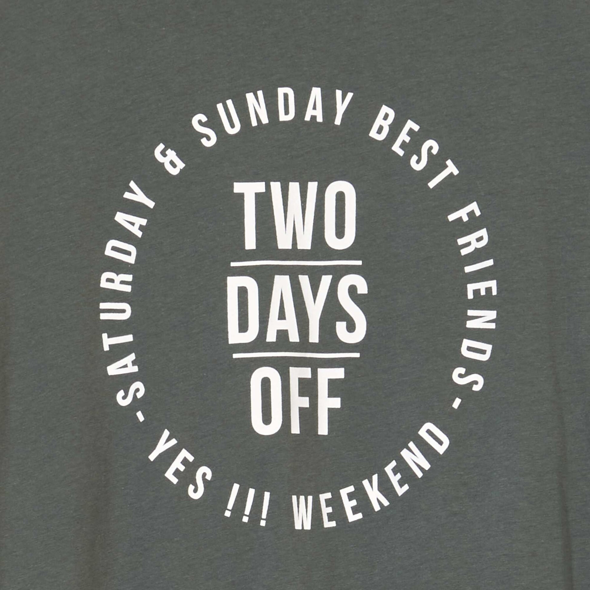 Pyjama long - inscription 'week-end' - 2 pi ces Kaki