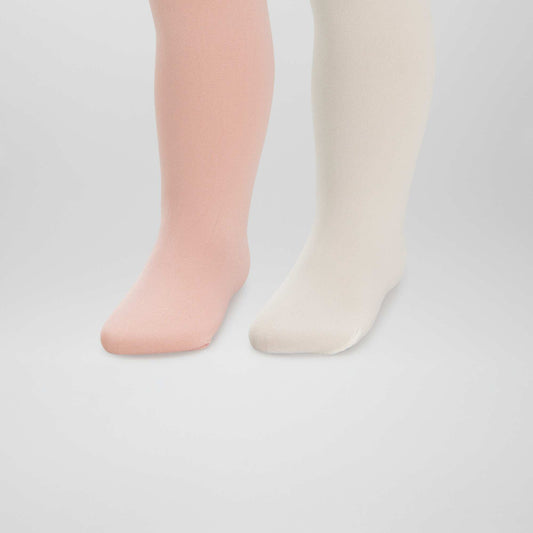 Lot de 2 paires de collants opaques Rose/blanc