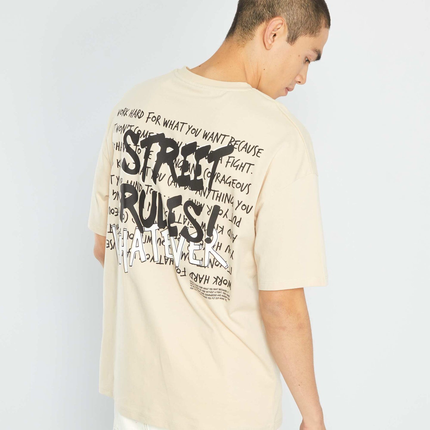 T-shirt en jersey   manches courtes Beige