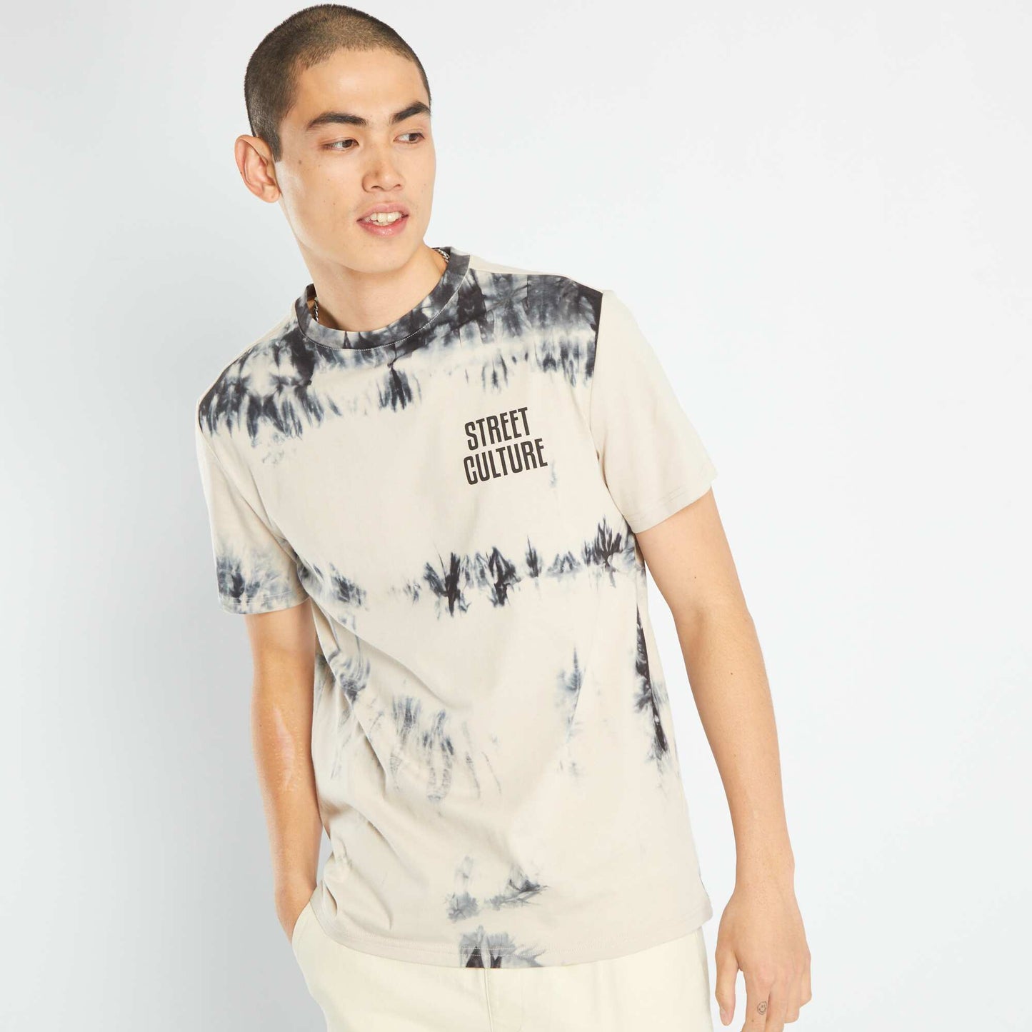 T-shirt en jersey tie and dye Gris/beige