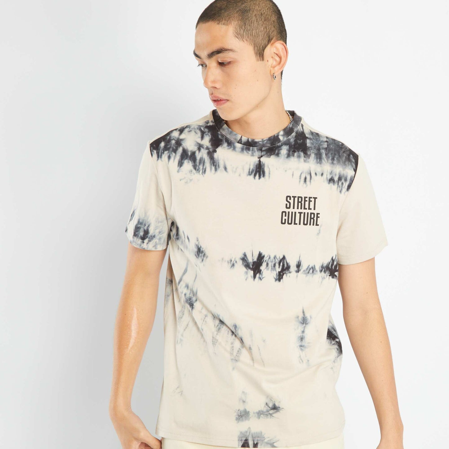 T-shirt en jersey tie and dye Gris/beige