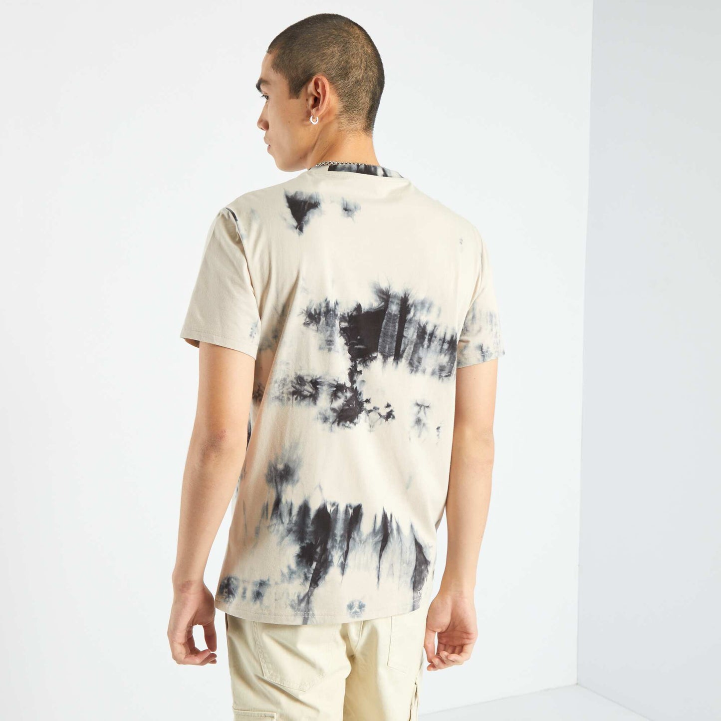 T-shirt en jersey tie and dye Gris/beige