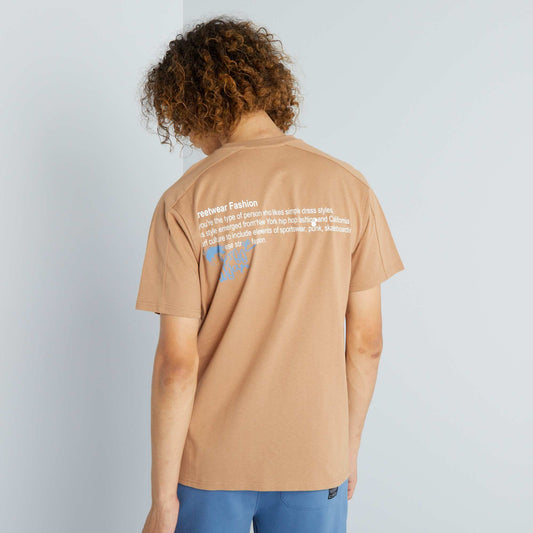 T-shirt   col rond 'Streetwear' Beige