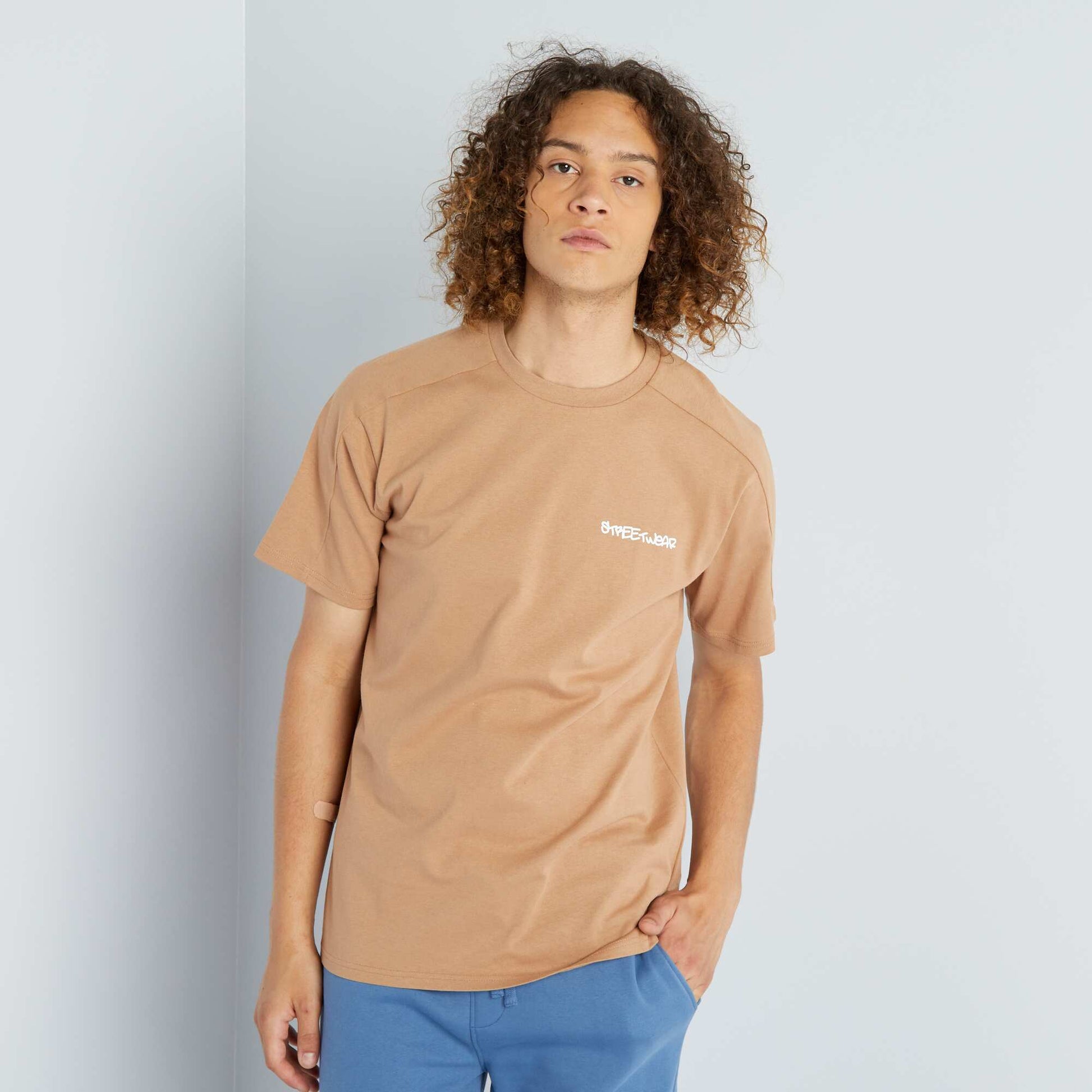 T-shirt col rond 'Streetwear' Beige