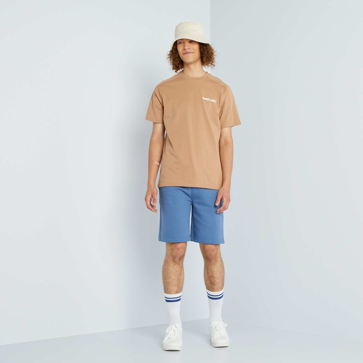 T-shirt   col rond 'Streetwear' Beige