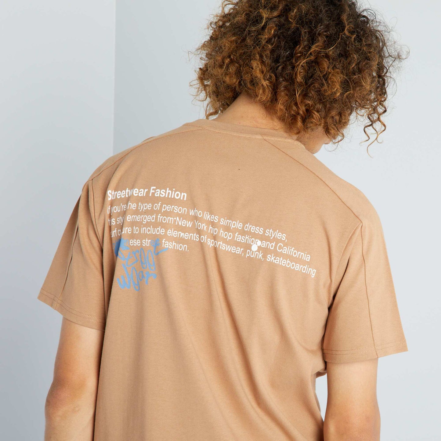 T-shirt   col rond 'Streetwear' Beige