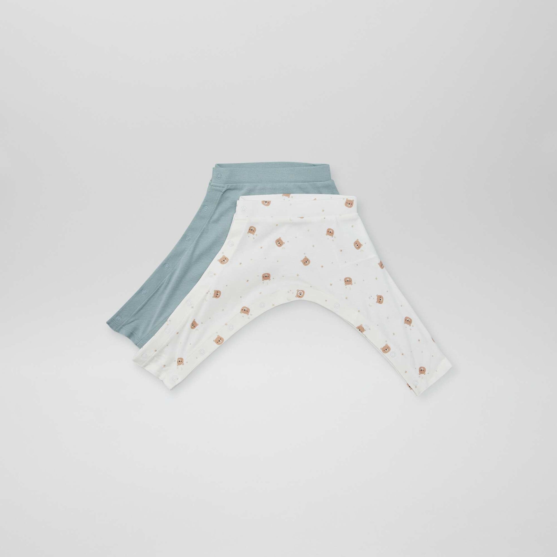 Lot de 2 leggings avec pressions - So Easy BLANC/VERT