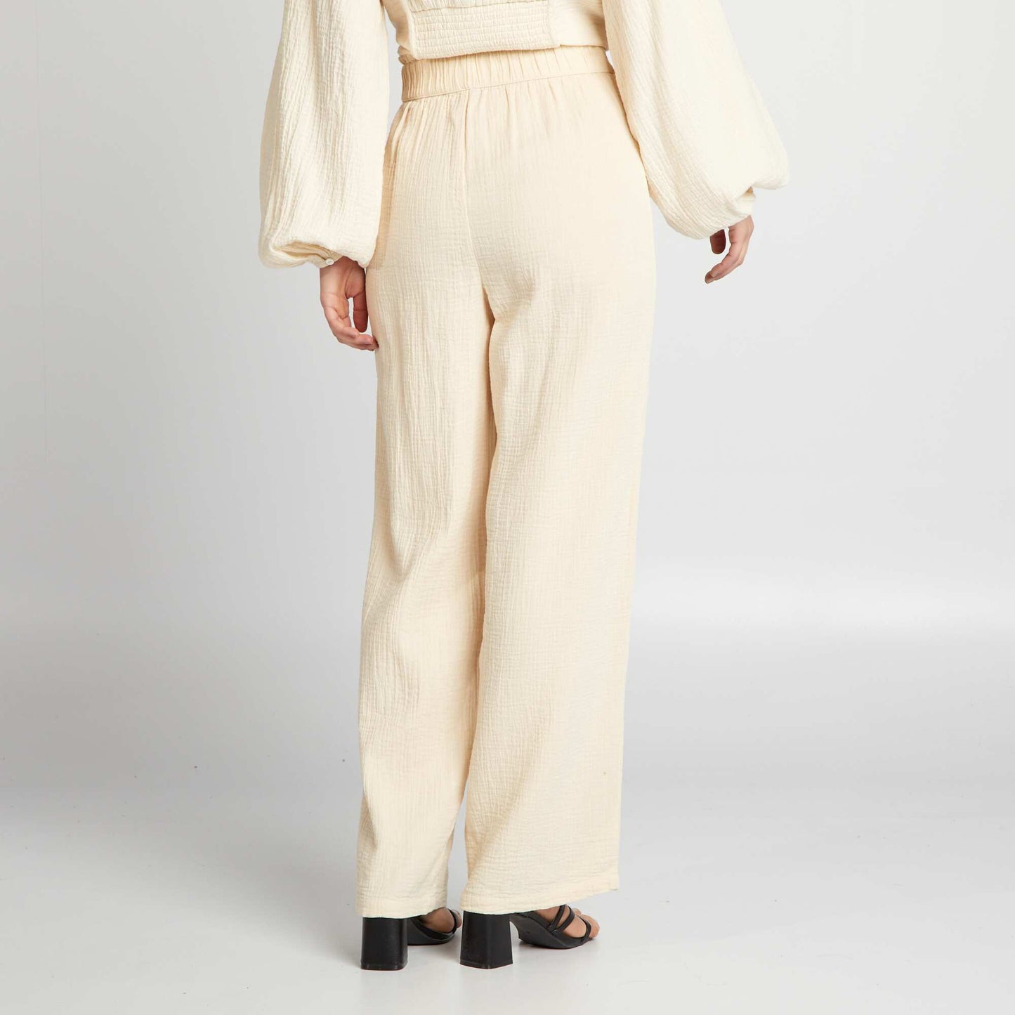 Pantalon large en gaze de coton Beige