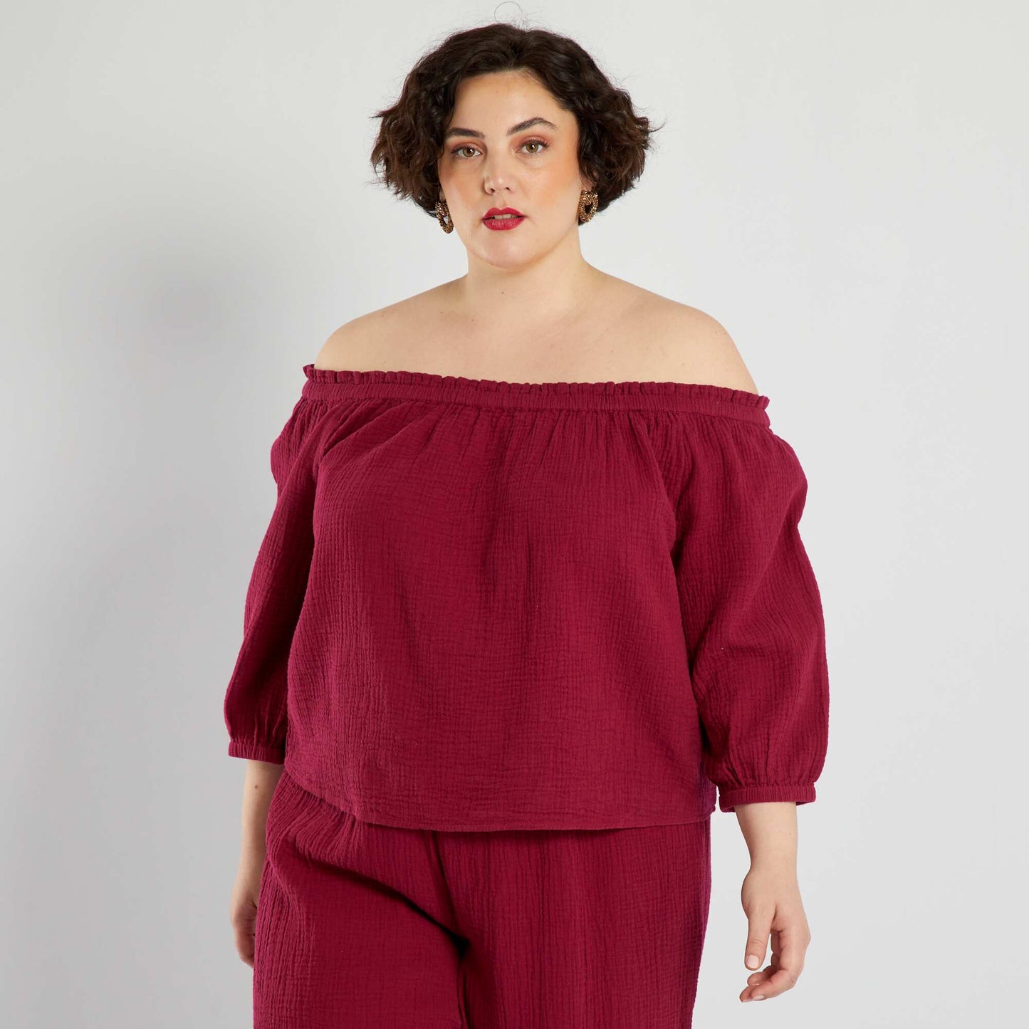 Blouse en gaze de coton Rouge