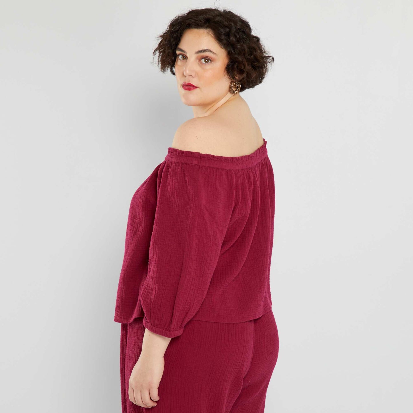 Blouse en gaze de coton Rouge