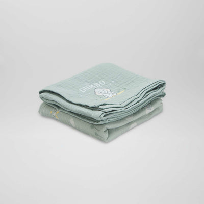 Lot de 2 langes 'Dumbo' 'Disney' VERT / DUMBO