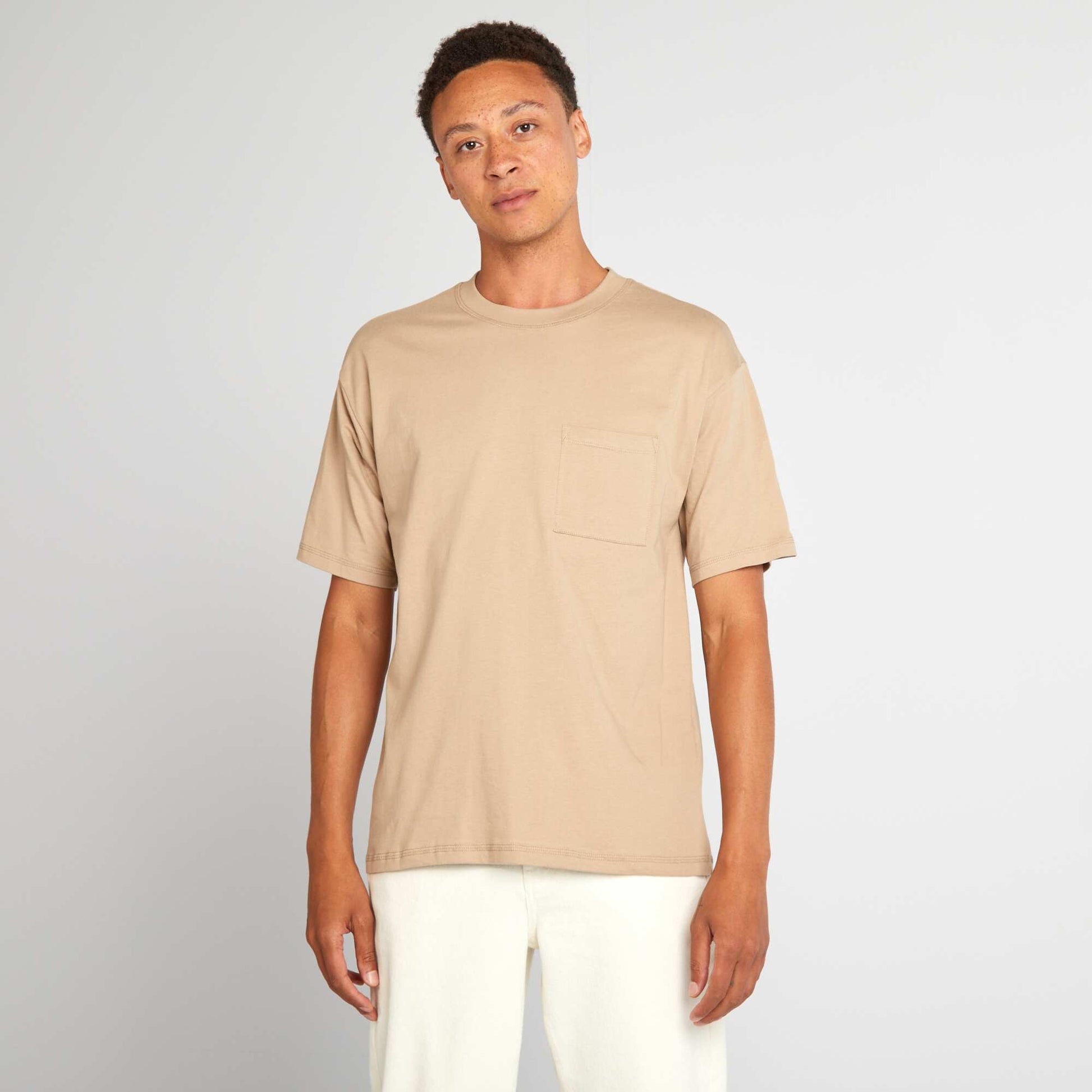 Tee-shirt uni coupe large beige