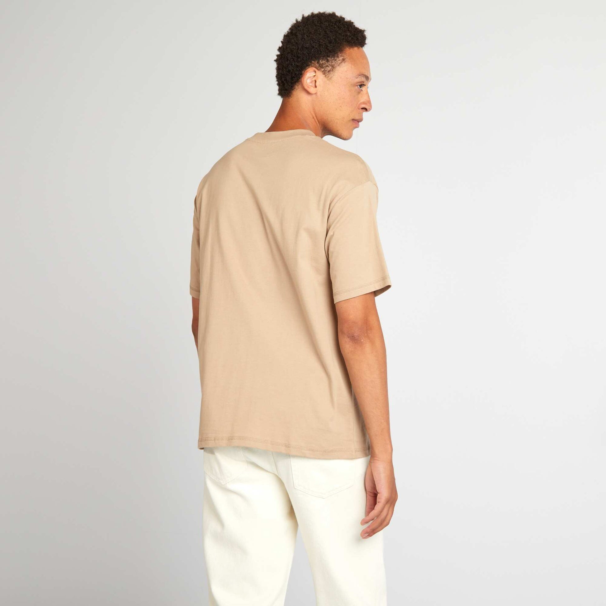 Tee-shirt uni coupe large beige