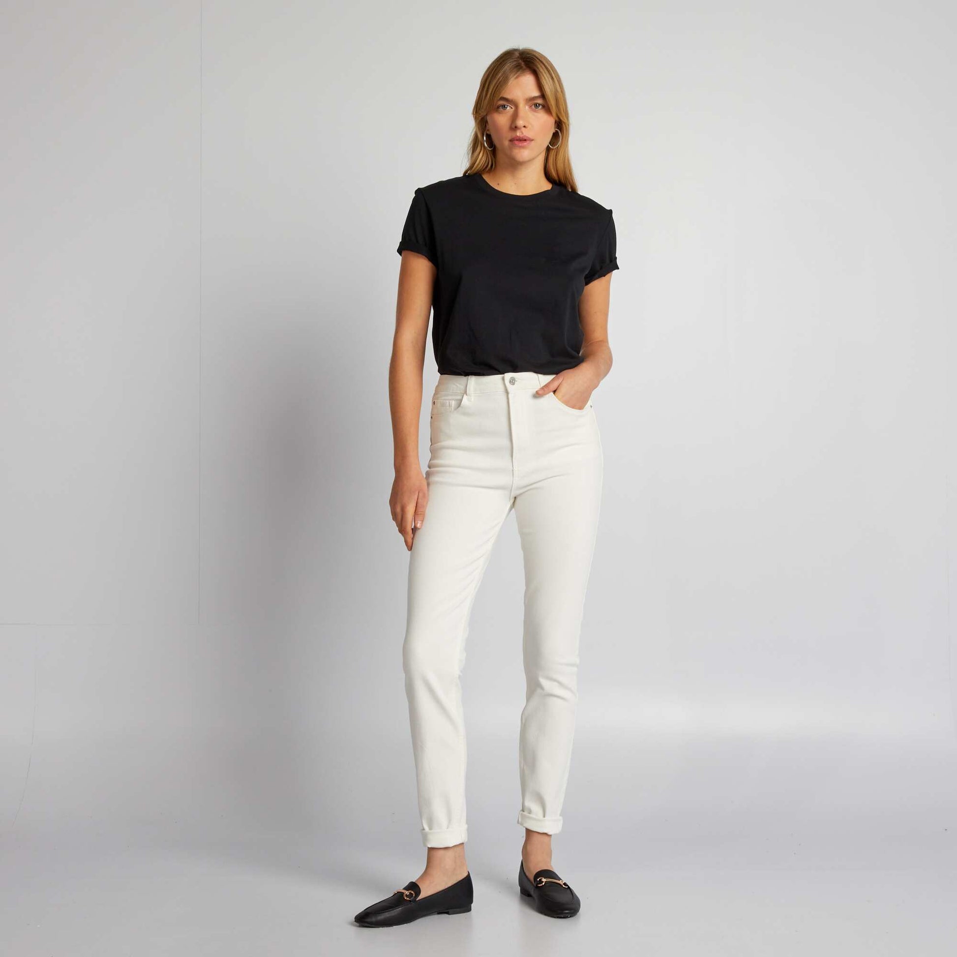 Jean skinny à taille haute - L28 BLANC