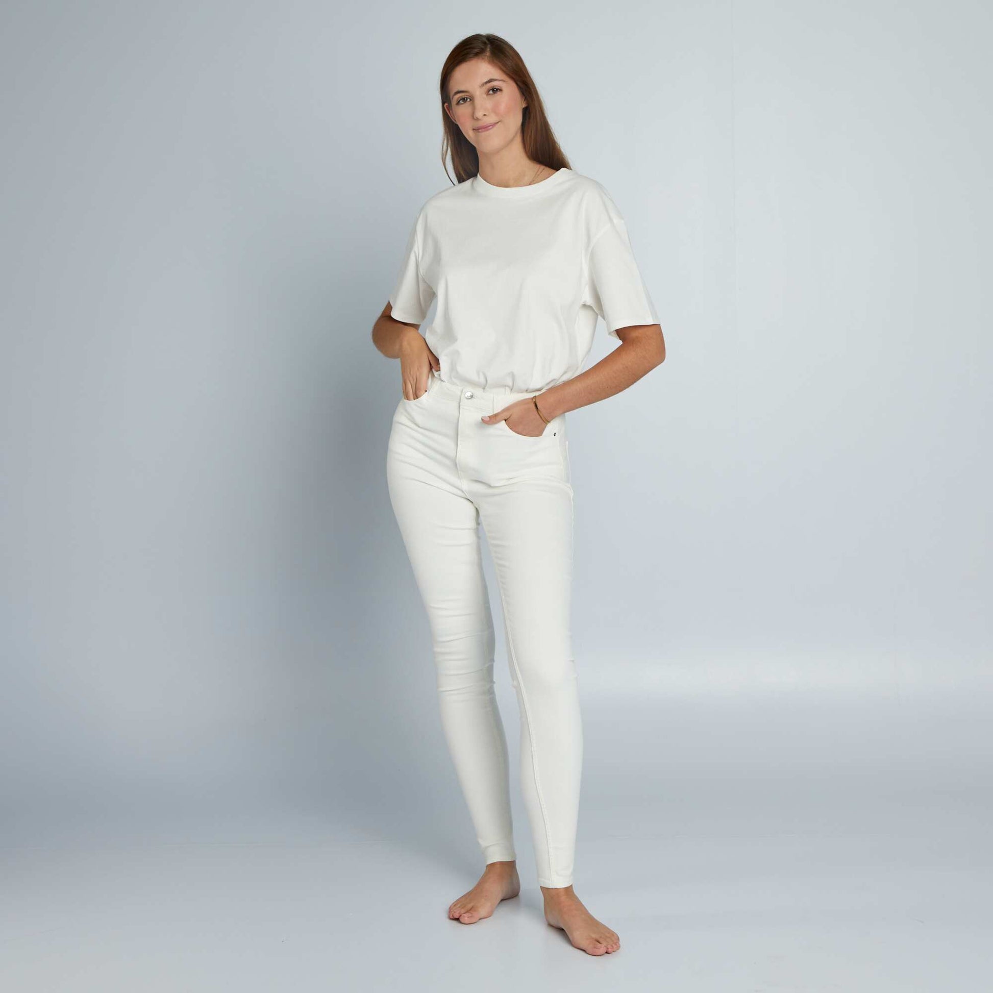 Jean skinny à taille haute - L34 BLANC