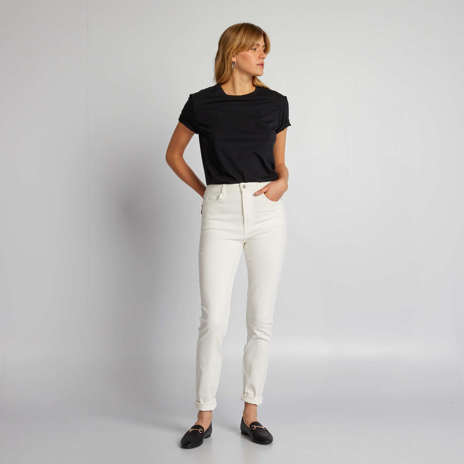 Jean skinny à taille haute - L34 BLANC