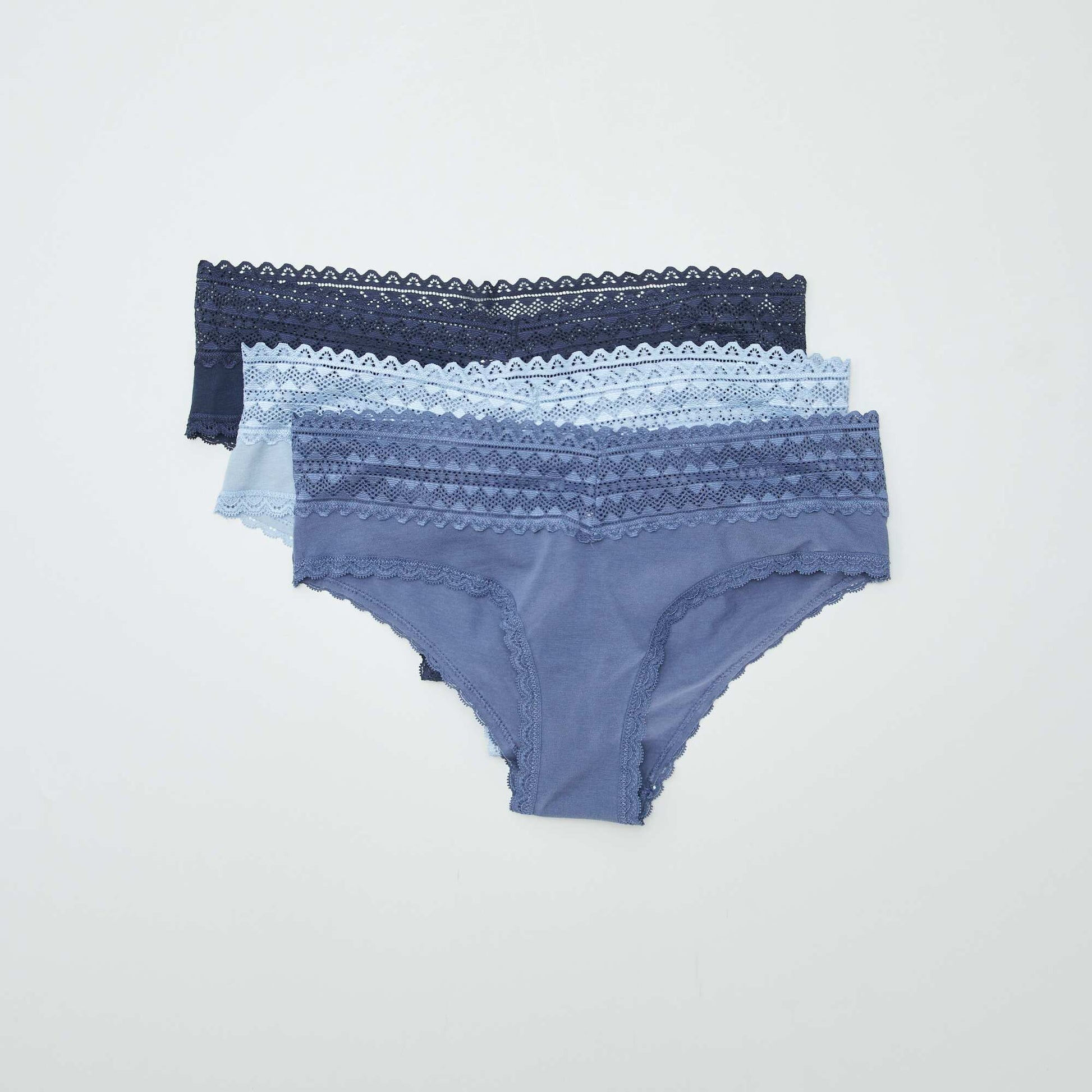 Lot de 3 shorties avec dentelle BLEU