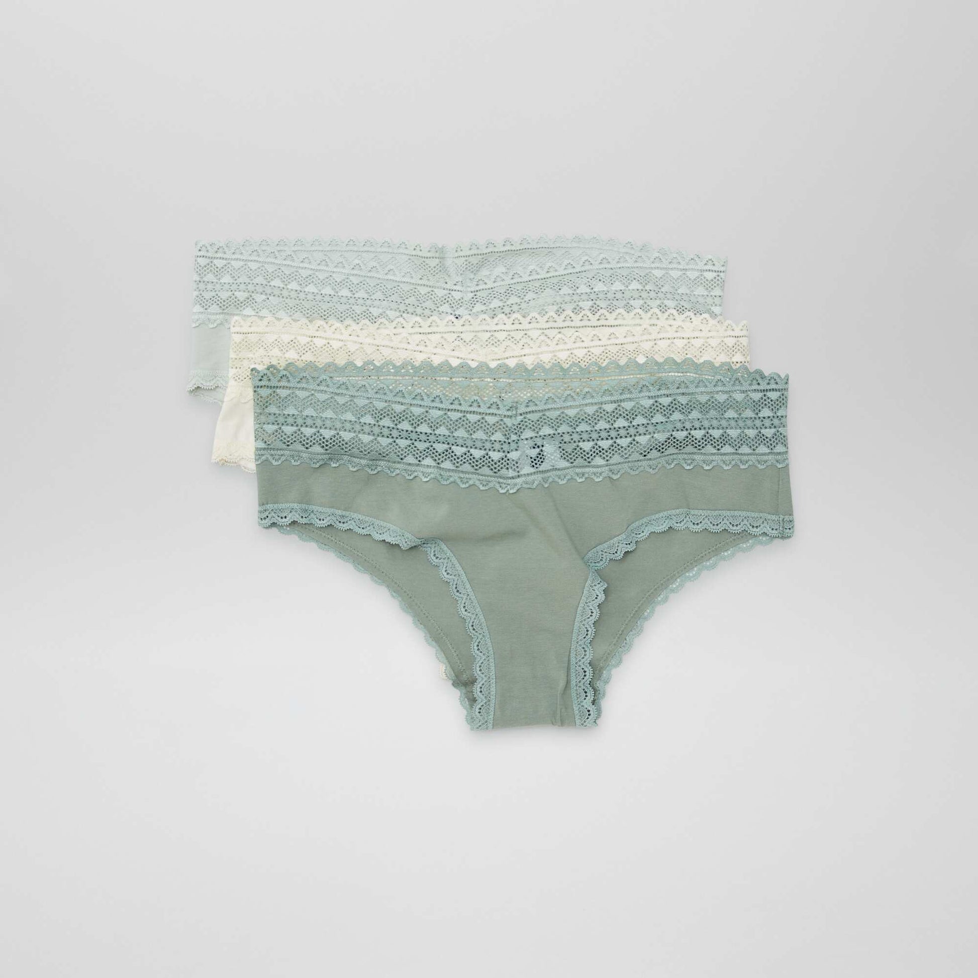 Lot de 3 shorties avec dentelle VERT