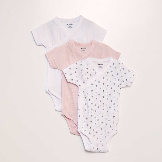 Lot de 3 bodies fantaisie Blanc/rose