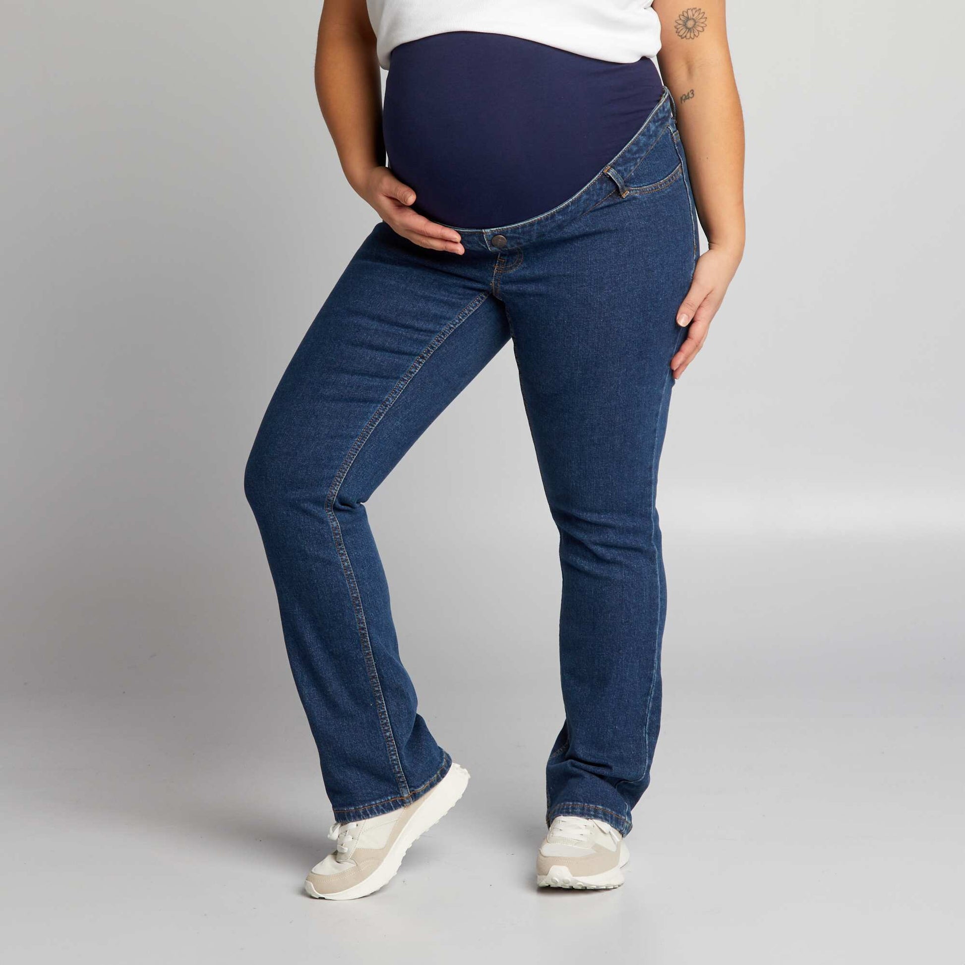 Jean flare de maternité BLEU FONCé