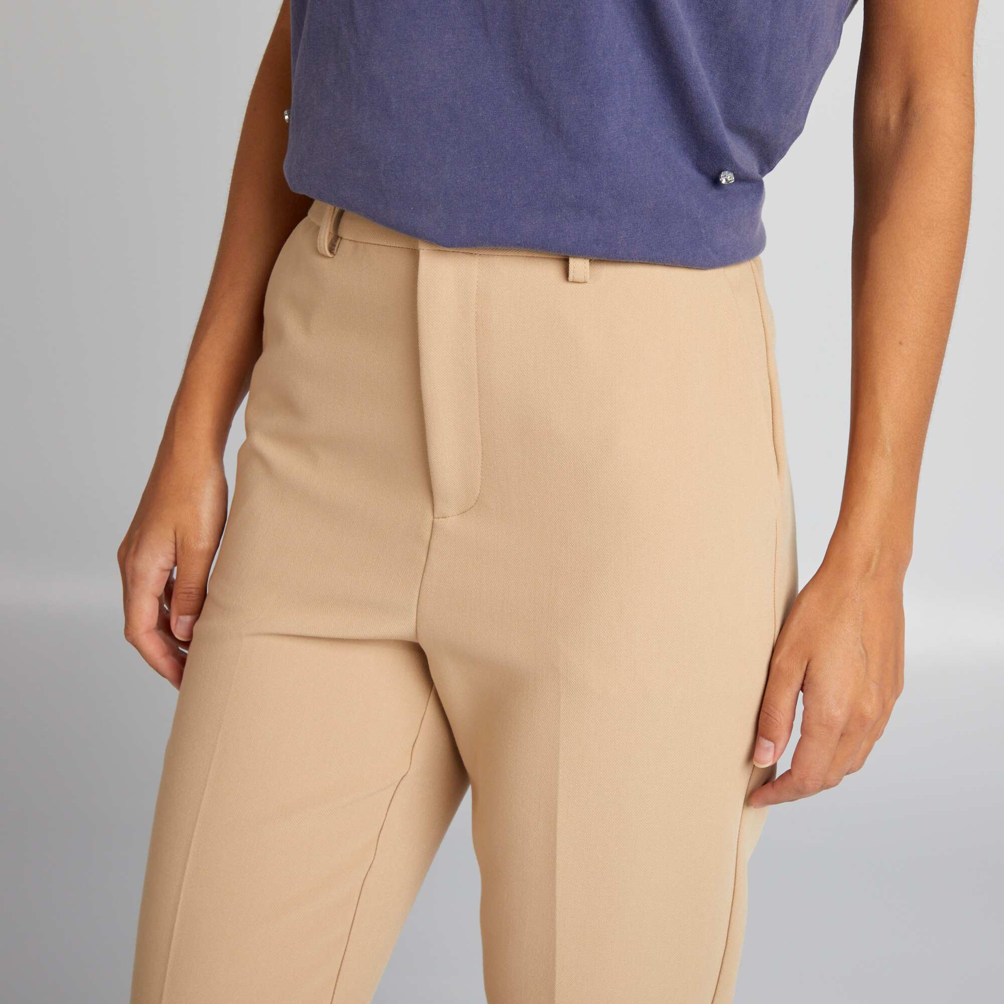 Pantalon cigarette beige sale