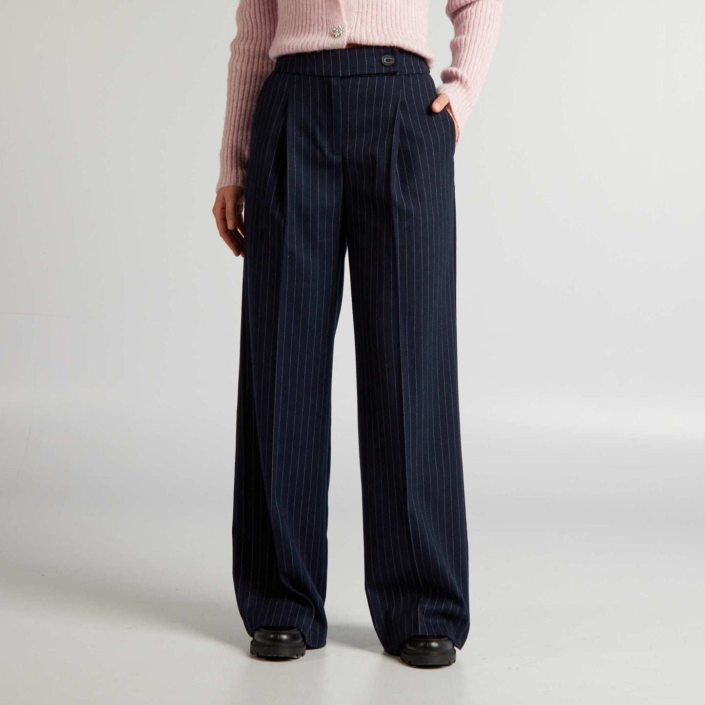 Pantalon flare/bootcut en flanelle Bleu