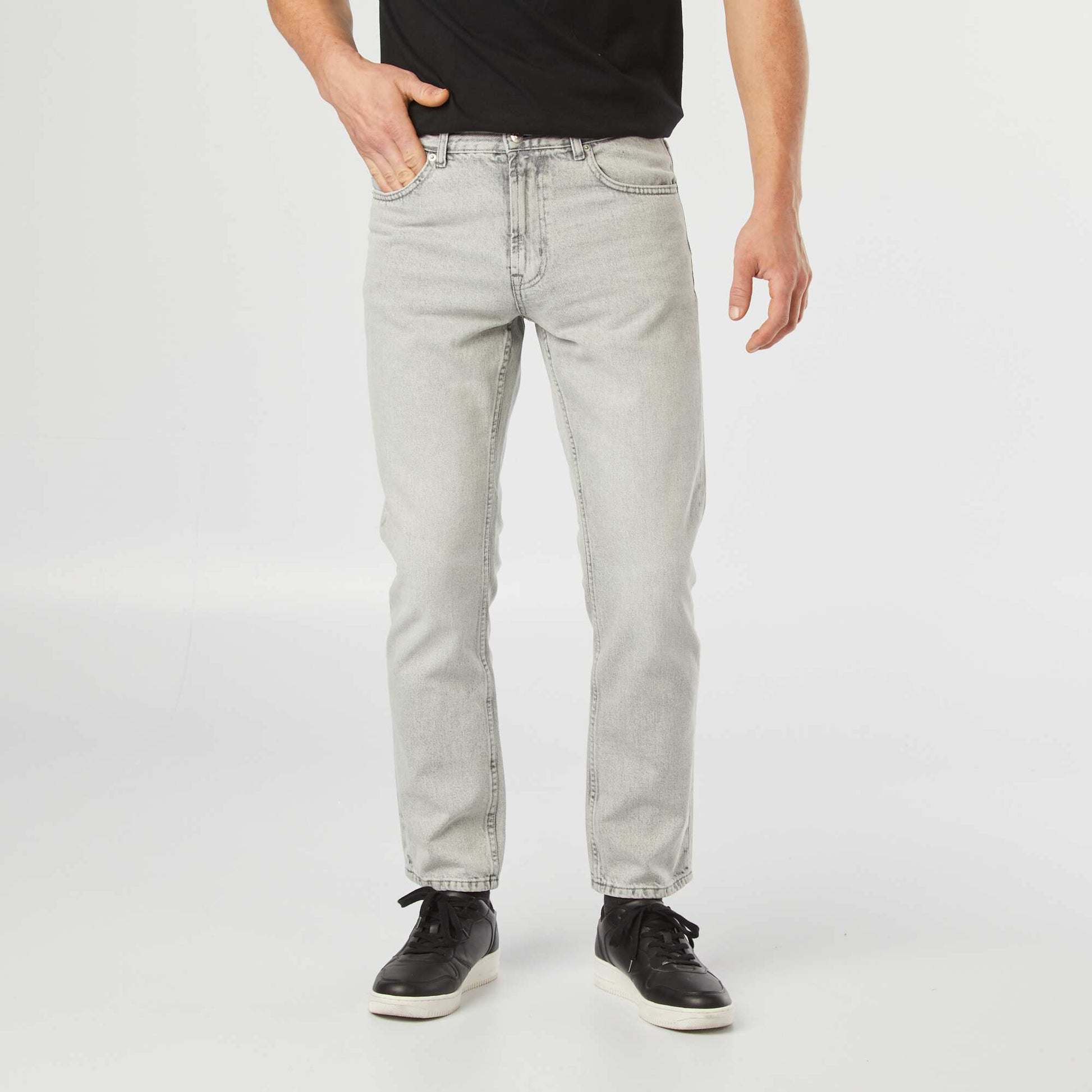 Jean droit à 5 poches - L30 GRIS CLAIR