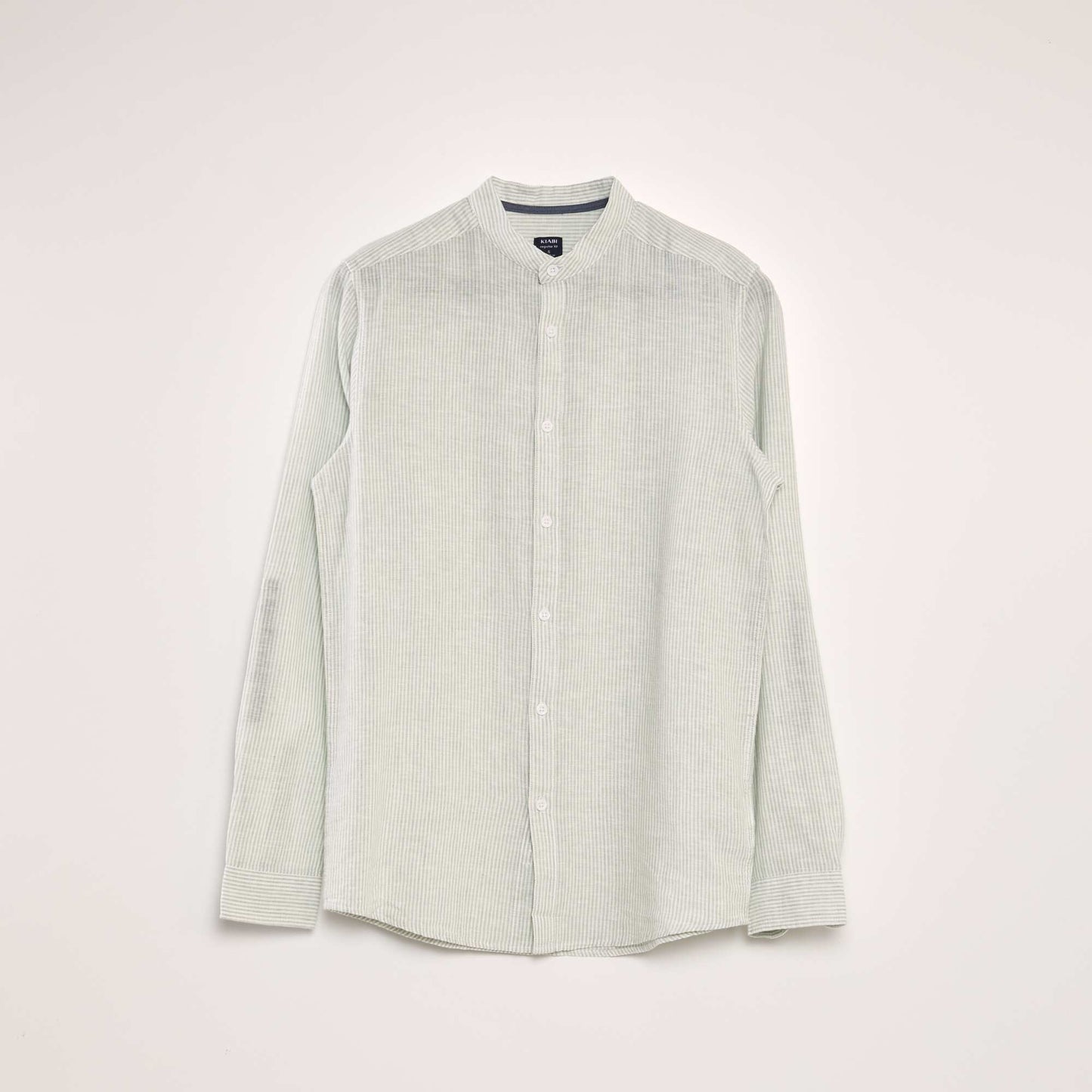 Chemise manches longues avec lin Vert/blanc