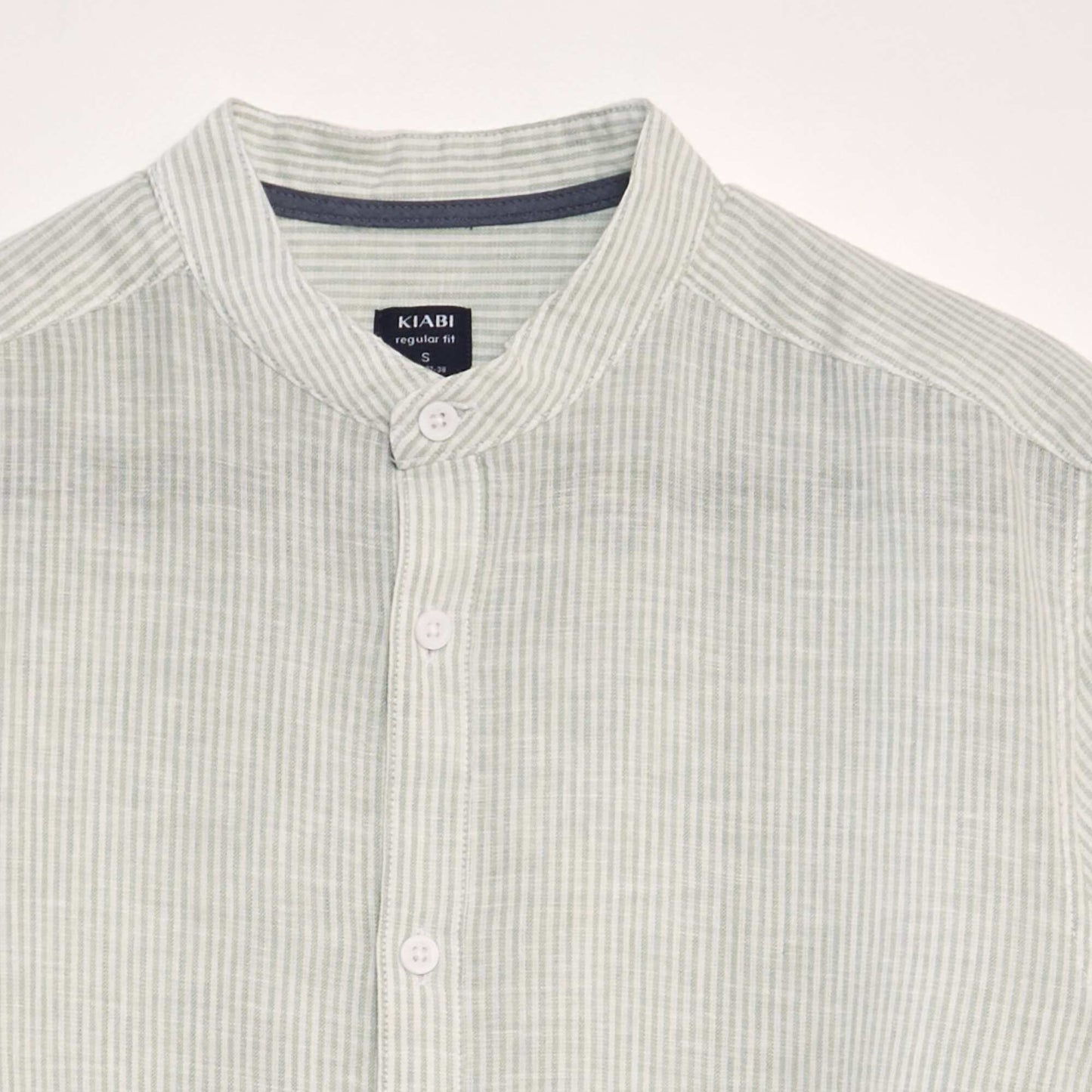 Chemise manches longues avec lin Vert/blanc