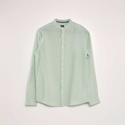 Chemise manches longues avec lin Vert
