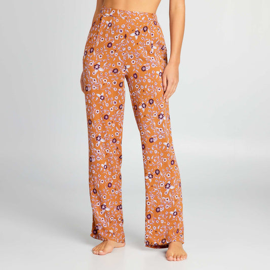 Pantalon de pyjama large imprim  Marron imprim