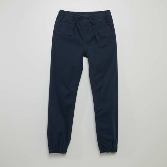 Pantalon jogger avec taille lastiqu e bleu marine