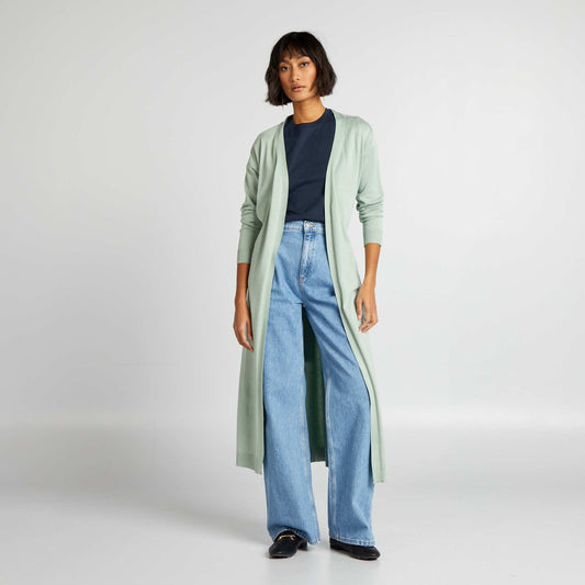 Gilet extra long ceinture Vert