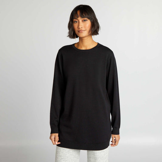 Pull fin coupe longue Noir