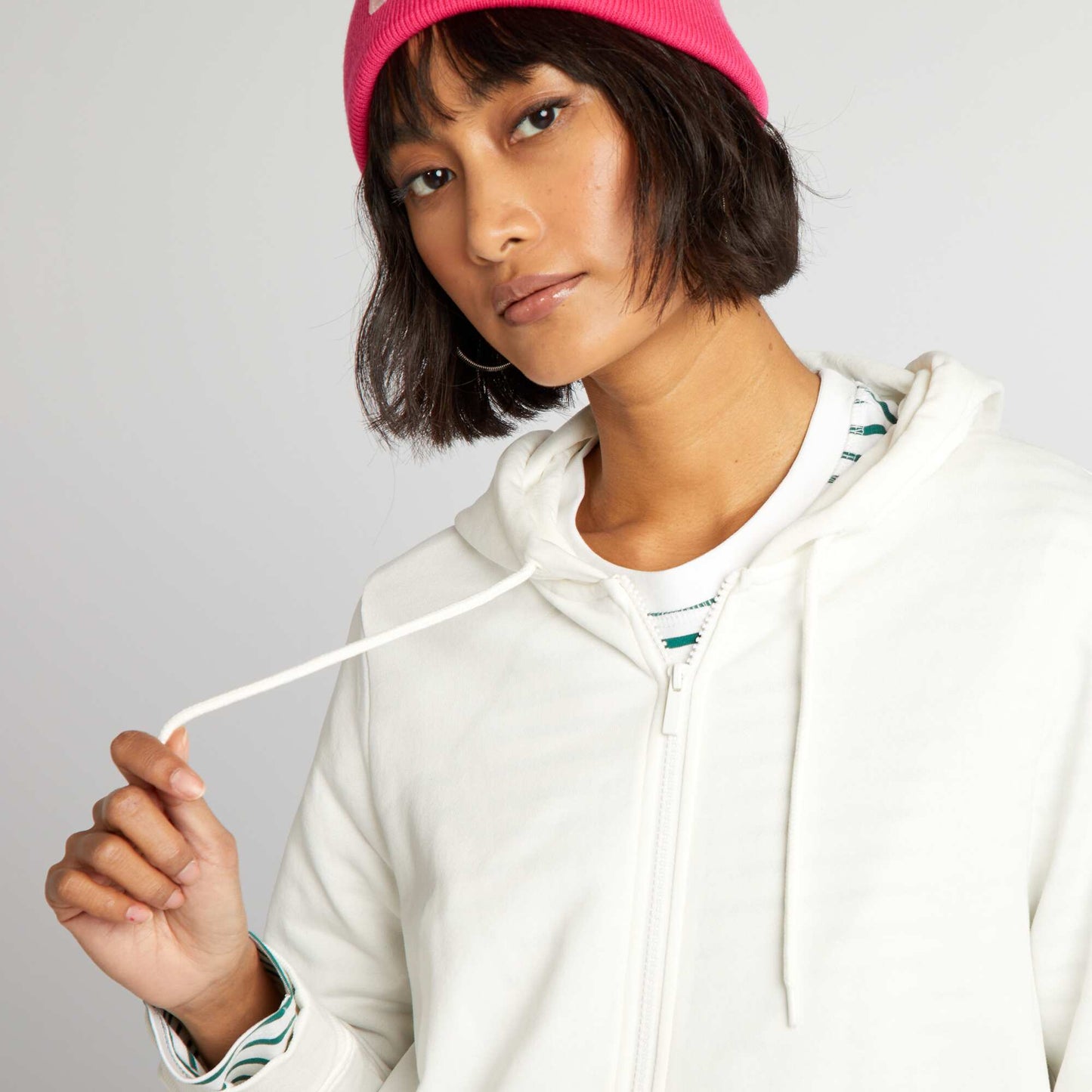 Sweat zipp    capuche Blanc