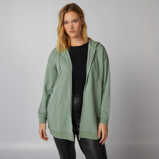 Sweat   capuche zipp  Vert