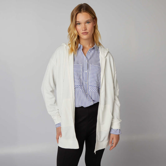 Sweat capuche zipp Blanc