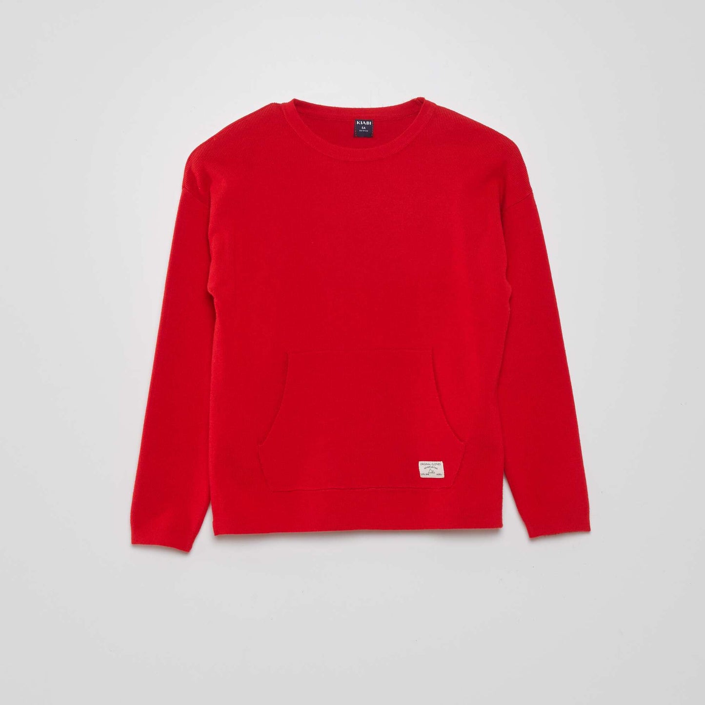 Pull en maille col rond rouge