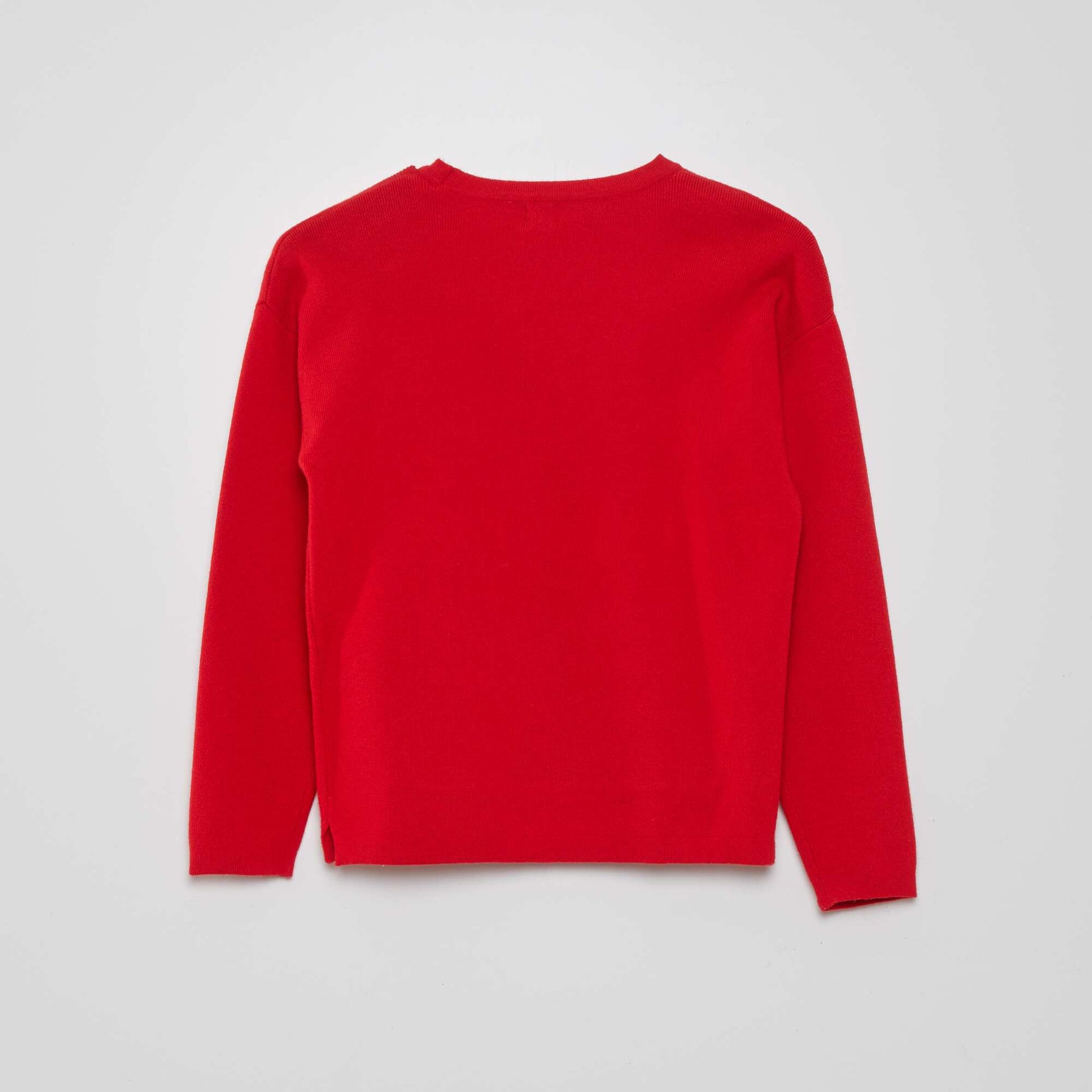 Pull en maille col rond rouge