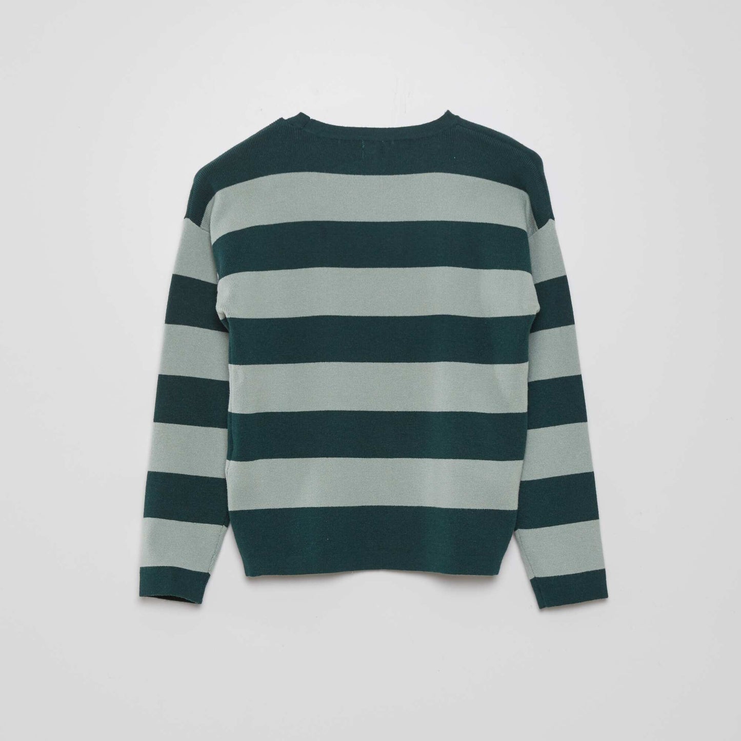 Pull col rond avec rayures Vert