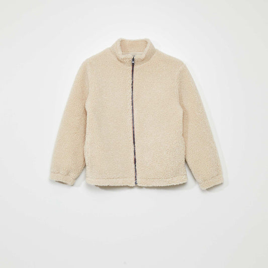 Sweat en sherpa zipp Beige