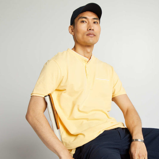 Polo   col mao en piqu  de coton Jaune