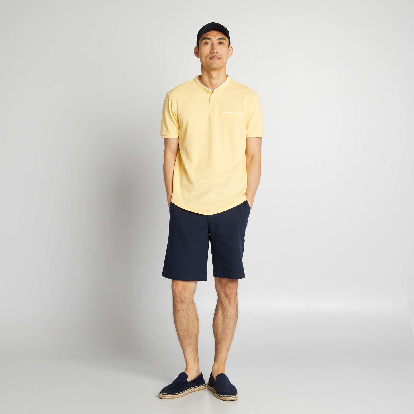 Polo   col mao en piqu  de coton Jaune