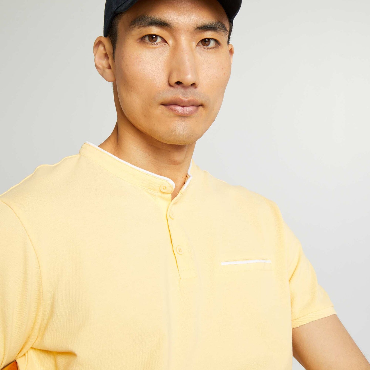 Polo   col mao en piqu  de coton Jaune